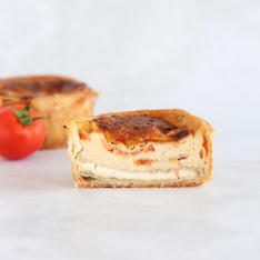 Individual goat cheese and tomato quiche